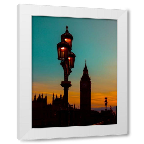 Street lamp with Big Ben, London, UK White Modern Wood Framed Art Print by Frank, Assaf