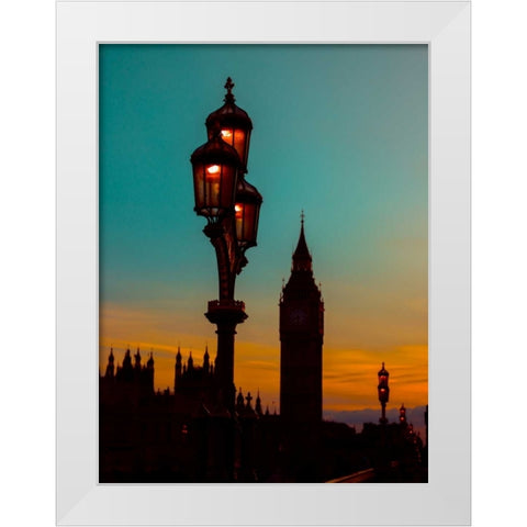 Street lamp with Big Ben, London, UK White Modern Wood Framed Art Print by Frank, Assaf