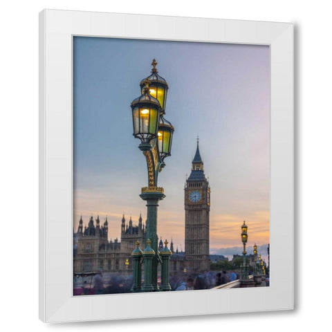 Street lamp with Big Ben, London, UK, FTBR-1919 White Modern Wood Framed Art Print by Frank, Assaf