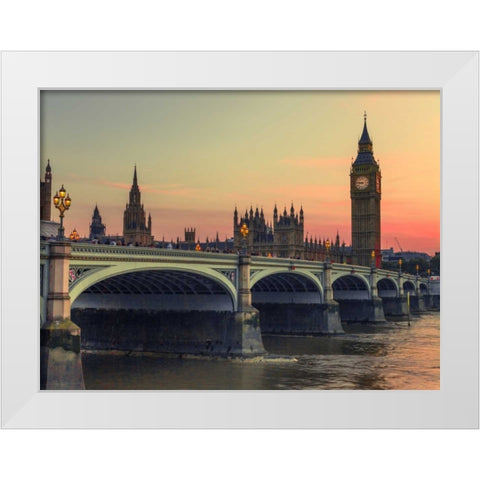 Westminster bridge and Big Ben, London, UK White Modern Wood Framed Art Print by Frank, Assaf