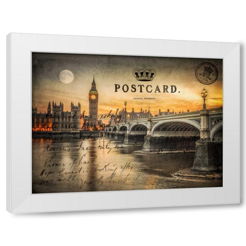 Westminster bridge and Big Ben from Thames promenade, London, UK White Modern Wood Framed Art Print by Frank, Assaf