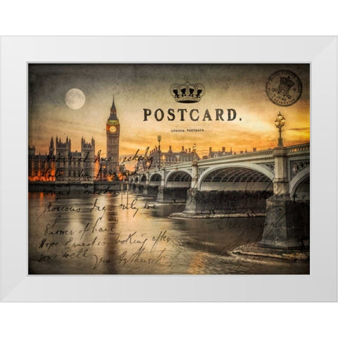 Westminster bridge and Big Ben from Thames promenade, London, UK White Modern Wood Framed Art Print by Frank, Assaf