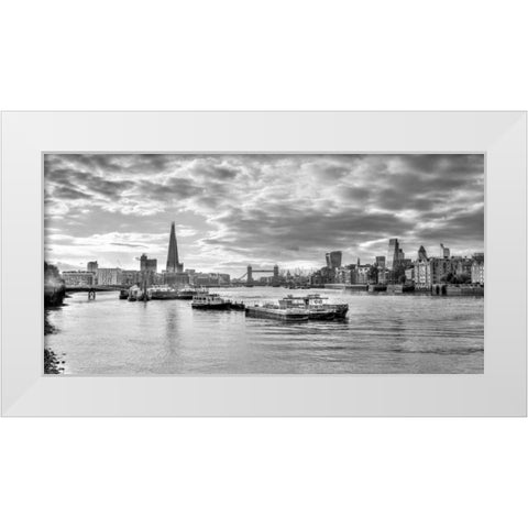 River Thames and London skyline White Modern Wood Framed Art Print by Frank, Assaf
