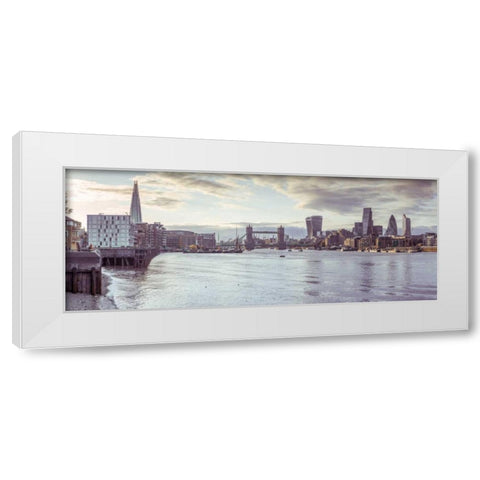 London skyline over river Thames, UK White Modern Wood Framed Art Print by Frank, Assaf