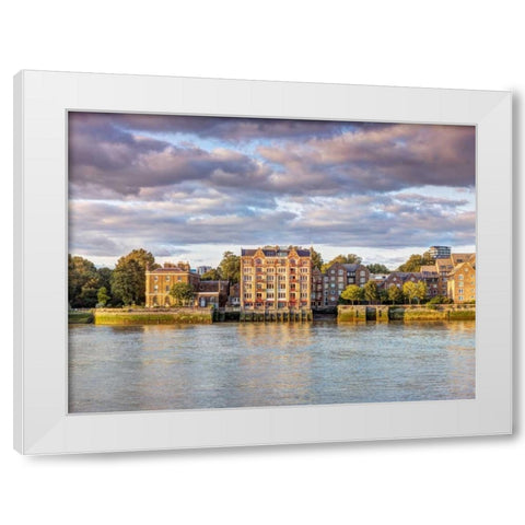 London skyline over river Thames, UK White Modern Wood Framed Art Print by Frank, Assaf