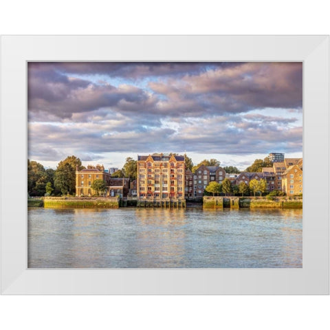 London skyline over river Thames, UK White Modern Wood Framed Art Print by Frank, Assaf