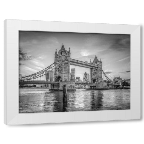 Famous Tower Bridge over River Thames, London, UK White Modern Wood Framed Art Print by Frank, Assaf