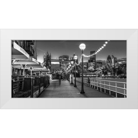 London Riverside Promenade with Tower bridge White Modern Wood Framed Art Print by Frank, Assaf