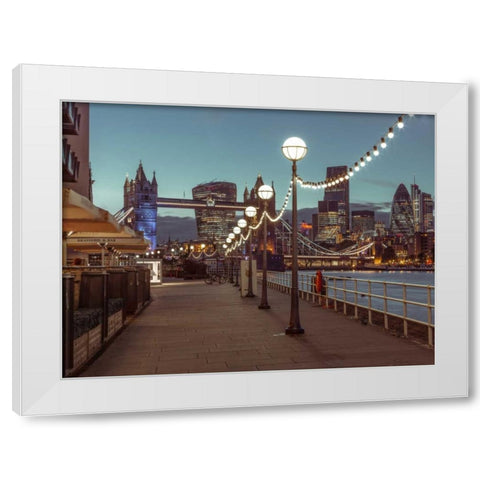 London Riverside Promenade with Tower bridge White Modern Wood Framed Art Print by Frank, Assaf