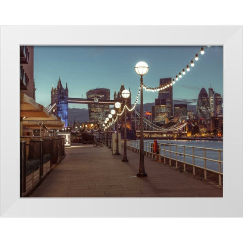 London Riverside Promenade with Tower bridge White Modern Wood Framed Art Print by Frank, Assaf