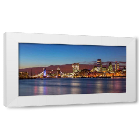 London skyline over river Thames, UK White Modern Wood Framed Art Print by Frank, Assaf