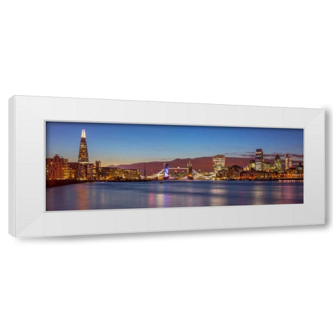 London skyline over river Thames, UK White Modern Wood Framed Art Print by Frank, Assaf