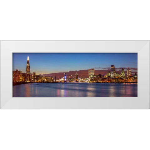 London skyline over river Thames, UK White Modern Wood Framed Art Print by Frank, Assaf