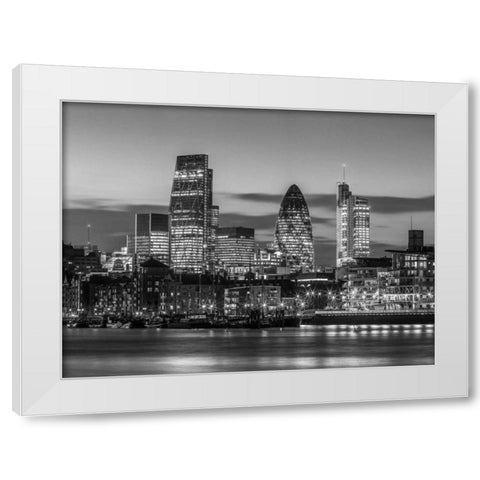 London skyline over river Thames, UK White Modern Wood Framed Art Print by Frank, Assaf