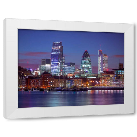London skyline over river Thames, UK White Modern Wood Framed Art Print by Frank, Assaf