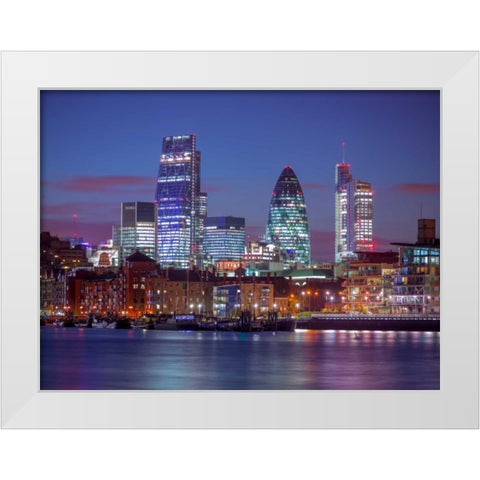 London skyline over river Thames, UK White Modern Wood Framed Art Print by Frank, Assaf