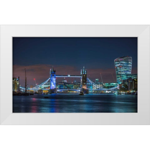 Famous Tower Bridge over River Thames, London, UK White Modern Wood Framed Art Print by Frank, Assaf