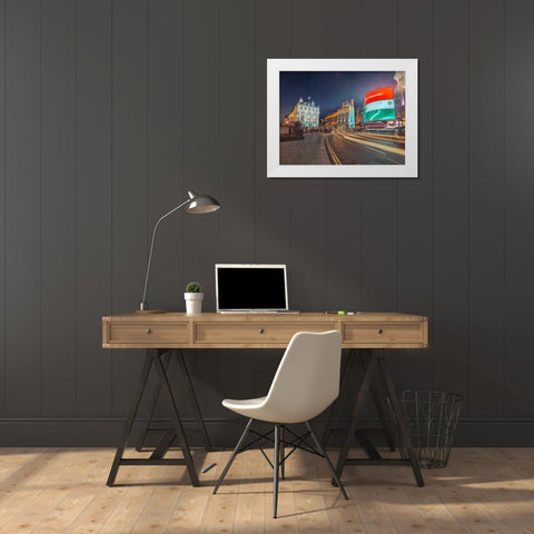 London city street in evening White Modern Wood Framed Art Print by Frank, Assaf