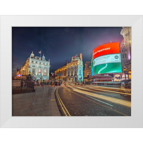 London city street in evening White Modern Wood Framed Art Print by Frank, Assaf