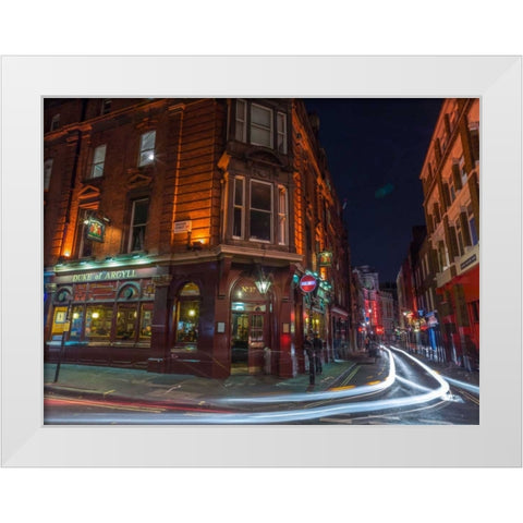 London city street in evening White Modern Wood Framed Art Print by Frank, Assaf