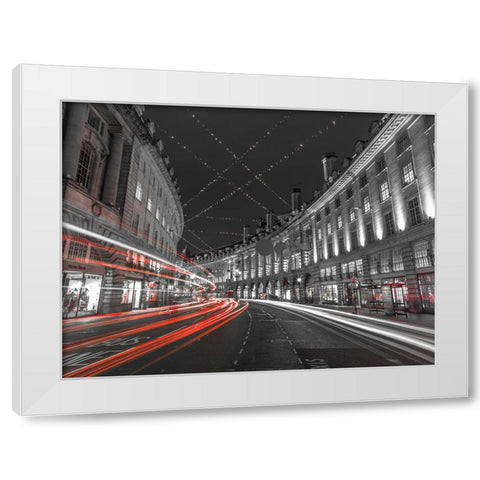 London Christmas Lights White Modern Wood Framed Art Print by Frank, Assaf