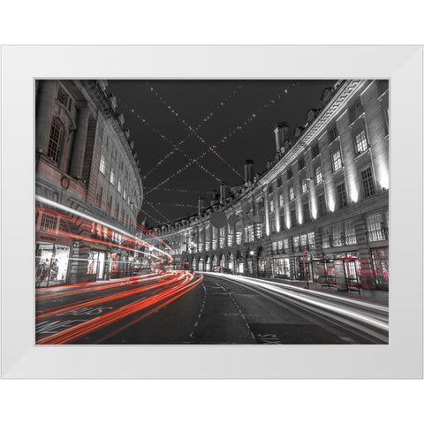 London Christmas Lights White Modern Wood Framed Art Print by Frank, Assaf