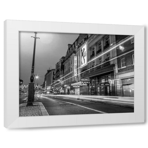 Black and white shot of London city street White Modern Wood Framed Art Print by Frank, Assaf