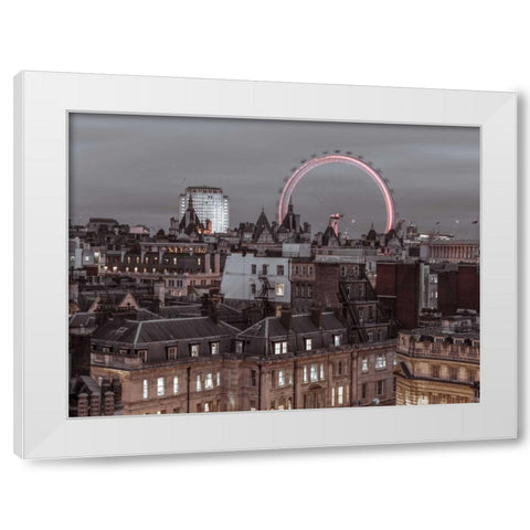London cityscape with Millennium Wheel White Modern Wood Framed Art Print by Frank, Assaf