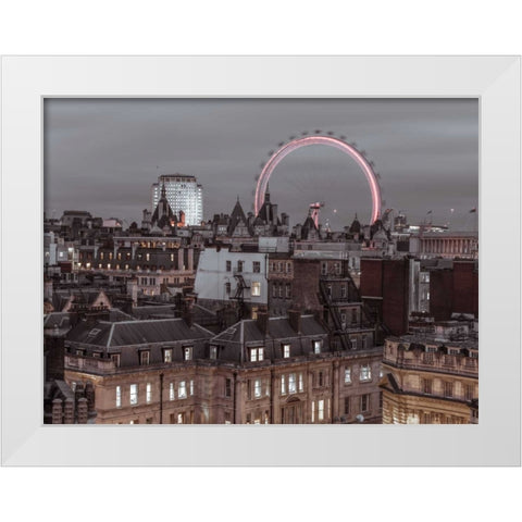 London cityscape with Millennium Wheel White Modern Wood Framed Art Print by Frank, Assaf