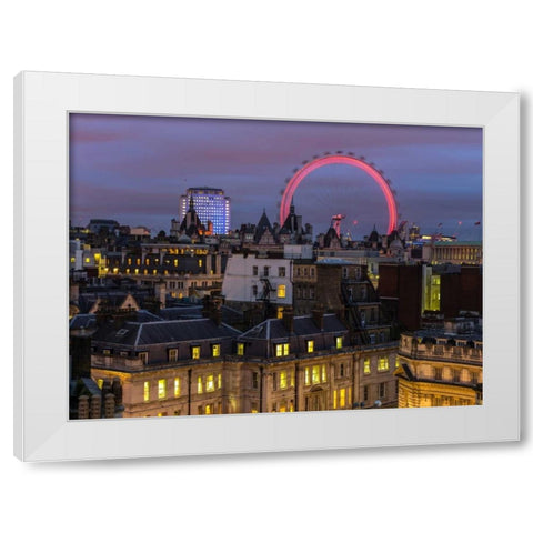 London cityscape with Millennium Wheel White Modern Wood Framed Art Print by Frank, Assaf
