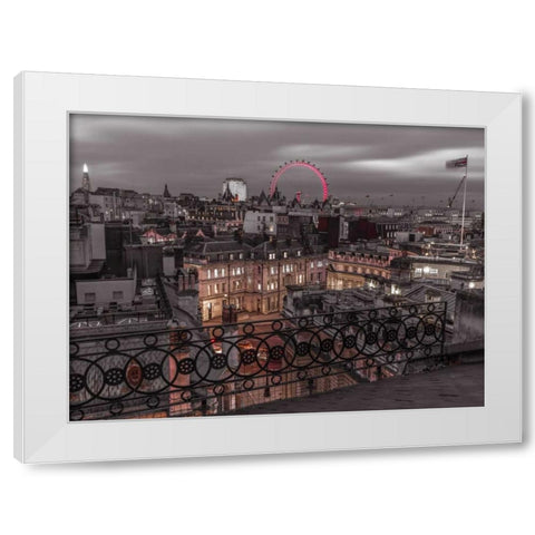 London cityscape with Millennium Wheel White Modern Wood Framed Art Print by Frank, Assaf