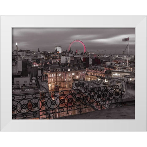 London cityscape with Millennium Wheel White Modern Wood Framed Art Print by Frank, Assaf