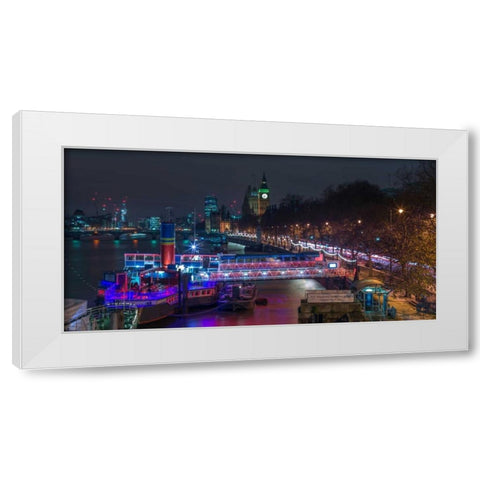 Evening view of London city White Modern Wood Framed Art Print by Frank, Assaf