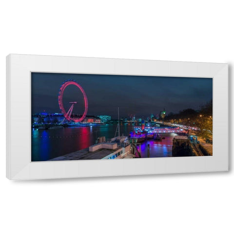 London cityscape with Millennium Wheel White Modern Wood Framed Art Print by Frank, Assaf