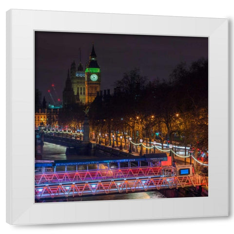 Evening view of Big Ben, London, UK White Modern Wood Framed Art Print by Frank, Assaf