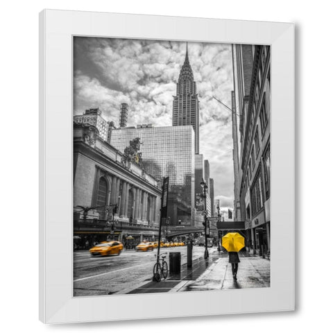 New York city scape with Chrysler Building, FTBR-1841 White Modern Wood Framed Art Print by Frank, Assaf