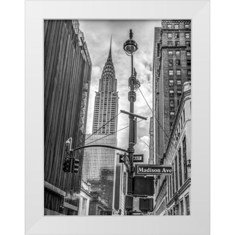 New York city scape with Chrysler Building White Modern Wood Framed Art Print by Frank, Assaf
