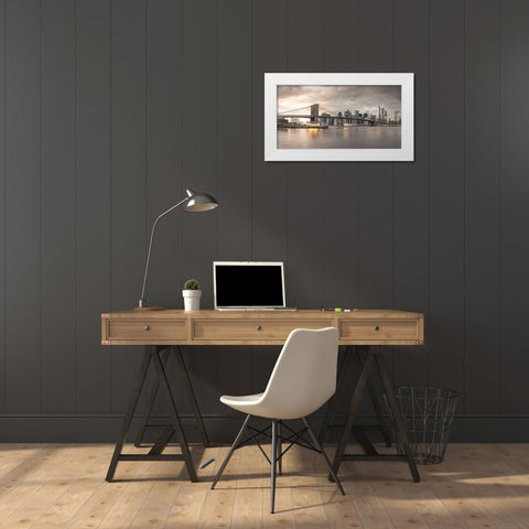 Brooklyn Bridge-New York White Modern Wood Framed Art Print by Frank, Assaf