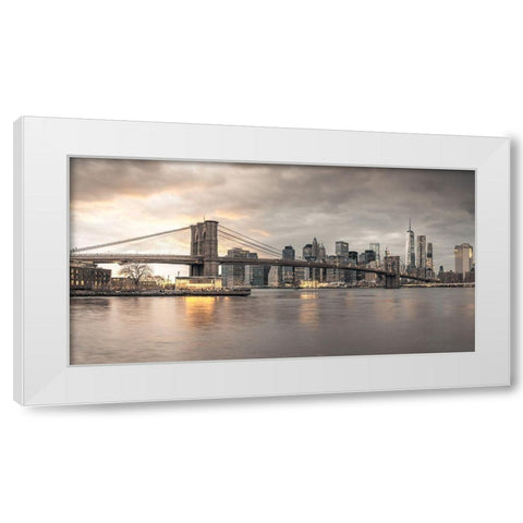 Brooklyn Bridge-New York White Modern Wood Framed Art Print by Frank, Assaf
