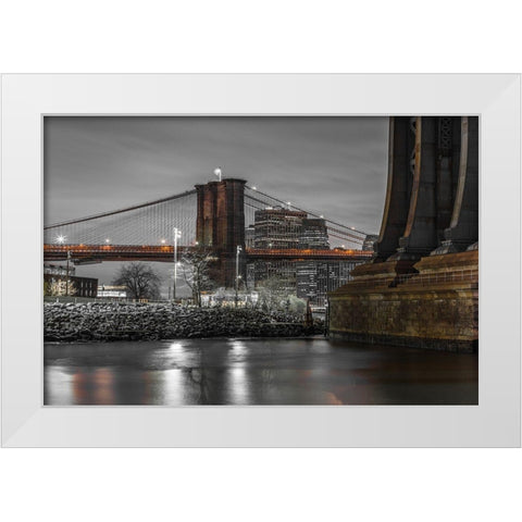 Brooklyn Bridge-New York White Modern Wood Framed Art Print by Frank, Assaf