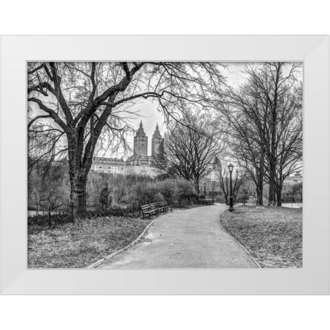 Central park with Manhattan skyline, New York White Modern Wood Framed Art Print by Frank, Assaf