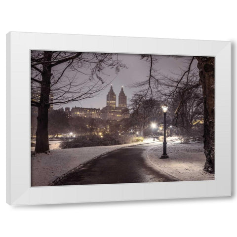 Central park with Manhattan skyline, New York White Modern Wood Framed Art Print by Frank, Assaf