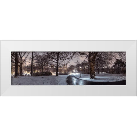 Central park with Manhattan skyline, New York White Modern Wood Framed Art Print by Frank, Assaf