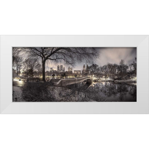 Central park with Manhattan skyline, New York White Modern Wood Framed Art Print by Frank, Assaf