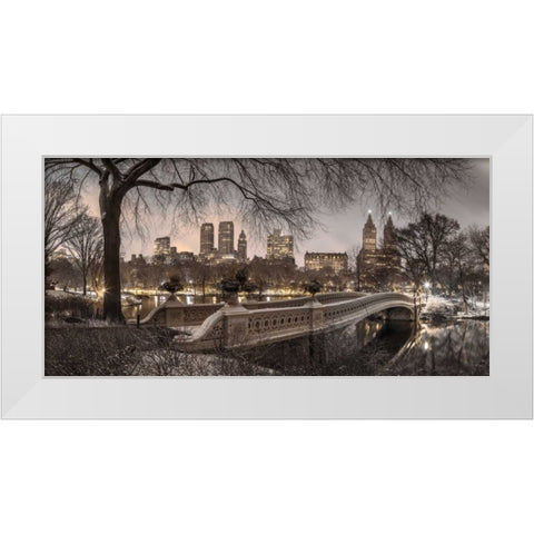 Central park with Manhattan skyline, New York White Modern Wood Framed Art Print by Frank, Assaf