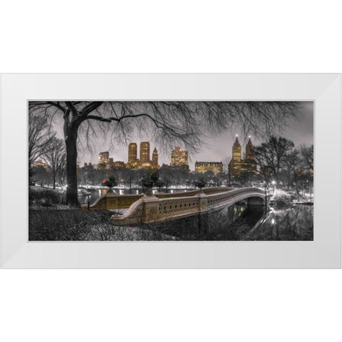 Central park with Manhattan skyline, New York White Modern Wood Framed Art Print by Frank, Assaf