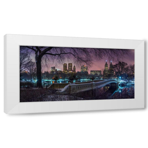 Central park with Manhattan skyline, New York White Modern Wood Framed Art Print by Frank, Assaf