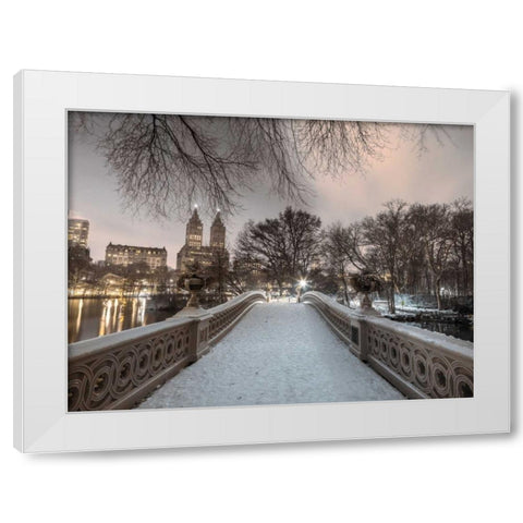 Central park with Manhattan skyline, New York White Modern Wood Framed Art Print by Frank, Assaf