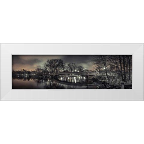 Central park with Manhattan skyline, New York White Modern Wood Framed Art Print by Frank, Assaf