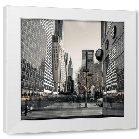 New York cityscape White Modern Wood Framed Art Print by Frank, Assaf